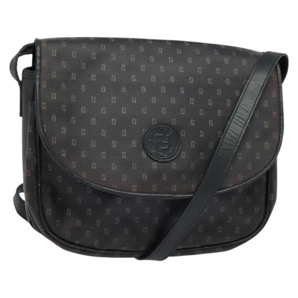 FENDI Shoulder Bag PVC Black Auth th6302